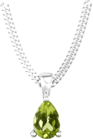By Request 9ct White Gold 4 Claw Pear Cut Peridot Pendant & Chain