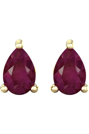 By Request 9ct Yellow Gold 4 Claw Pear Cut Ruby Stud Earrings