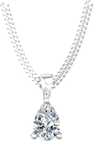 By Request 9ct White Gold 4 Claw Pear Cut 0.40ct Diamond Pendant & Chain