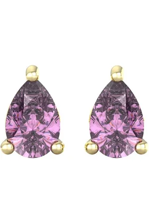 By Request 9ct Yellow Gold 4 Claw Pear Cut Amethyst Stud Earrings