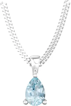 By Request 9ct White Gold 4 Claw Pear Cut Aquamarine Pendant & Chain