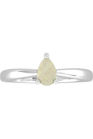 By Request 9ct White Gold 4 Claw Pear Cut Opal Ring - Ring Size A