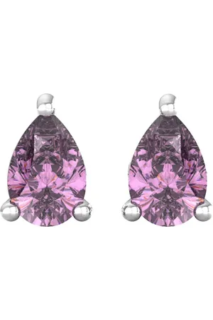 By Request 9ct White Gold 4 Claw Pear Cut Amethyst Stud Earrings