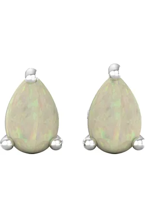 By Request 9ct White Gold 4 Claw Pear Cut Opal Stud Earrings