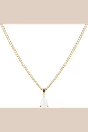 By Request 9ct Yellow Gold 4 Claw Pear Cut Opal Pendant & Chain