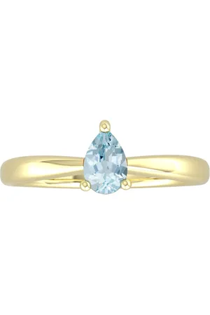 By Request 9ct Yellow Gold 4 Claw Pear Cut Aquamarine Ring - Ring Size A