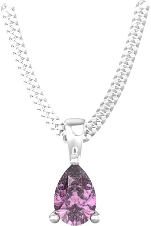 By Request 9ct White Gold 4 Claw Pear Cut Amethyst Pendant & Chain
