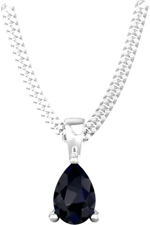 By Request 9ct White Gold 4 Claw Pear Cut Sapphire Pendant & Chain