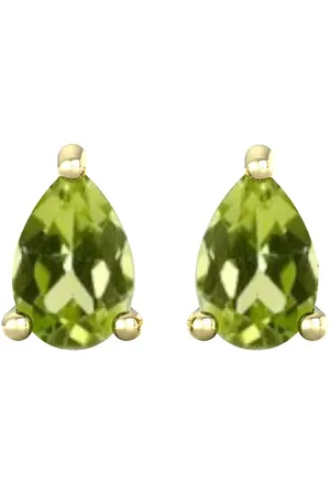 By Request 9ct Yellow Gold 4 Claw Pear Cut Peridot Stud Earrings