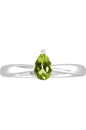 By Request 9ct White Gold 4 Claw Pear Cut Peridot Ring - Ring Size A.5