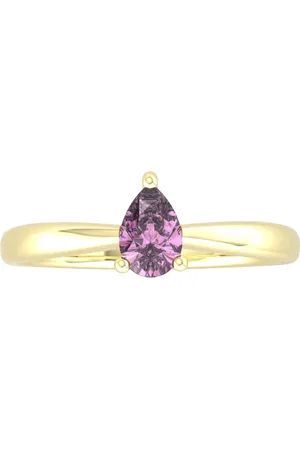 By Request 9ct Yellow Gold 4 Claw Pear Cut Amethyst Ring - Ring Size A