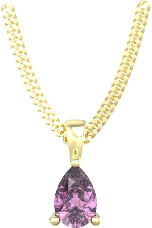 By Request 9ct Yellow Gold 4 Claw Pear Cut Amethyst Pendant & Chain