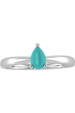 By Request 9ct White Gold 4 Claw Pear Cut Turquoise Ring - Ring Size A.5
