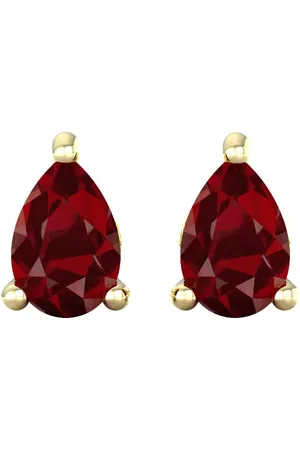 By Request 9ct Yellow Gold 4 Claw Pear Cut Garnet Stud Earrings