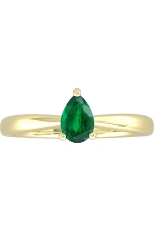 By Request 9ct Yellow Gold 4 Claw Pear Cut Emerald Ring - Ring Size A