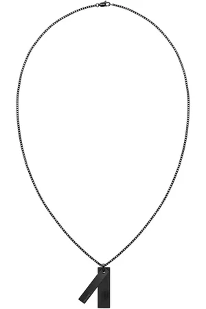 Calvin Klein Mens Black IP Double Pendant Necklace