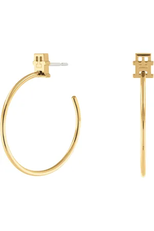 Tommy Hilfiger Yellow Gold Coloured Monogram Hoop Earrings