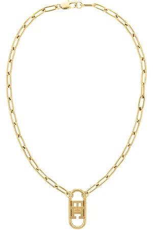 Tommy Hilfiger Yellow Gold Coloured Monogram Long Chain Pendant