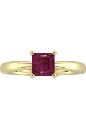 By Request 9ct Yellow Gold 4 Claw Square Ruby 5mm x 5mm Ring- Ring Size A