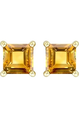 By Request 9ct Yellow Gold 4 Claw Square Citrine 5mm x 5mm Stud Earrings