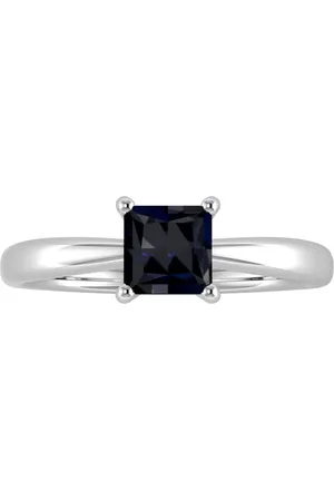 By Request 9ct White Gold 4 Claw Square Sapphire 5mm x 5mm Ring- Ring Size A