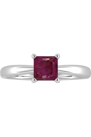By Request 9ct White Gold 4 Claw Square Ruby 5mm x 5mm Ring- Ring Size A