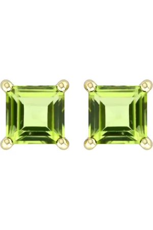 By Request 9ct Yellow Gold 4 Claw Square Peridot 5mm x 5mm Stud Earrings