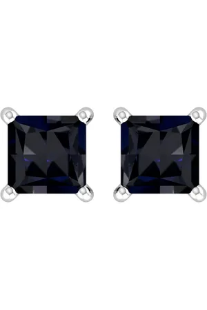 By Request 9ct White Gold 4 Claw Square Sapphire 5mm x 5mm Stud Earrings