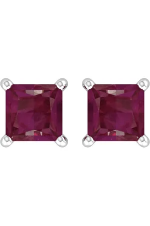 By Request 9ct White Gold 4 Claw Square Ruby 5mm x 5mm Stud Earrings