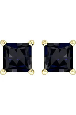 By Request 9ct Yellow Gold 4 Claw Square Sapphire 5mm x 5mm Stud Earrings