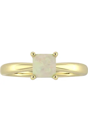 By Request 9ct Yellow Gold 4 Claw Square Opal 5mm x 5mm Ring- Ring Size A