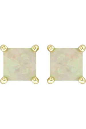 By Request 9ct Yellow Gold 4 Claw Square Opal 5mm x 5mm Stud Earrings