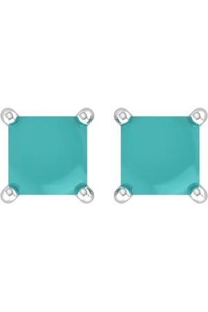 By Request 9ct Yellow Gold 4 Claw Square Turquoise 5mm x 5mm Stud Earrings