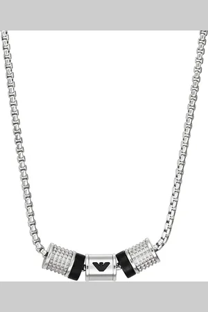 Emporio Armani Mens Onyx Rondelle Necklace