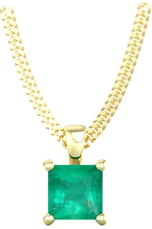 By Request 9ct Yellow Gold 4 Claw Square Emerald 5mm x 5mm Pendant & Chain