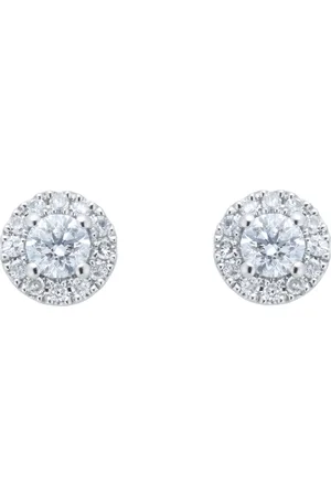 GOLDSMITHS 9ct White Gold 0.40cttw Round Halo Stud Earrings