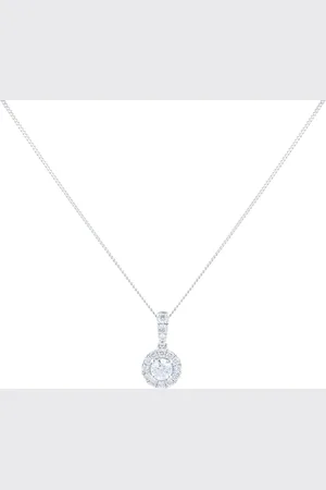 GOLDSMITHS 9ct White Gold 0.40cttw Round Halo Pendant