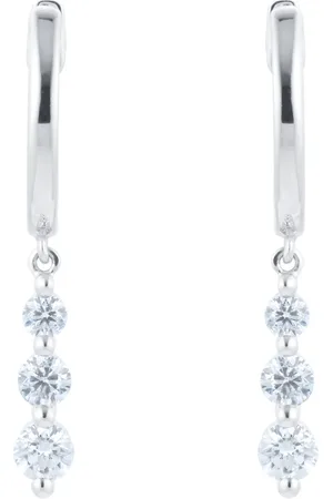 GOLDSMITHS 9ct White Gold 0.50cttw 3 Stone Stud Earrings