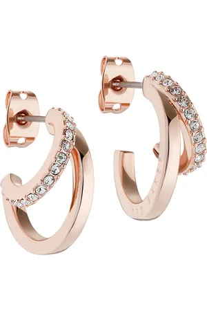Ted Baker Rose Gold Coloured Crystal Double Hoop Earrings