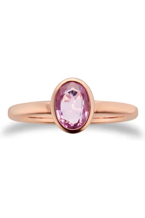 By Request 9ct Rose Gold Oval 7mm x 5mm Pink Sapphire Bezel Set Ring - Ring Size A