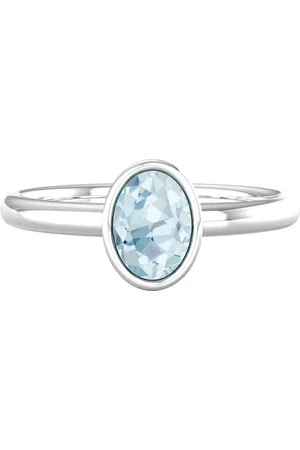 By Request 9ct White Gold Oval 7mm x 5mm Aquamarine Bezel Set Ring - Ring Size A