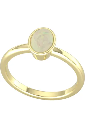 By Request 9ct Yellow Gold Oval 7mm x 5mm Opal Bezel Set Ring - Ring Size I
