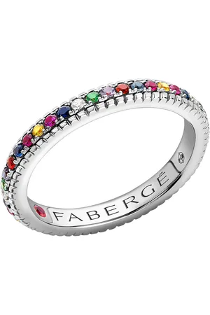 Faberge Colours of Love 18ct White Gold Multicoloured Gemstone Fluted Eternity Ring - Ring Size I