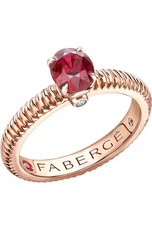 Faberge Colours of Love 18ct Rose Gold Ruby Fluted Ring - Ring Size O