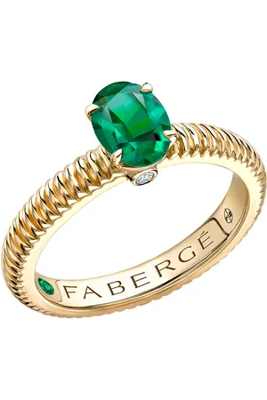 Faberge Colours of Love 18ct Yellow Gold Emerald Fluted Ring - Ring Size N