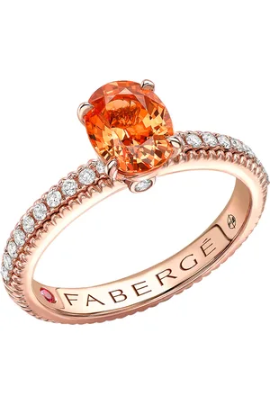 Faberge Colours of Love 18ct Rose Gold Spessartite Fluted Ring with Diamond Shoulders - Ring Size I