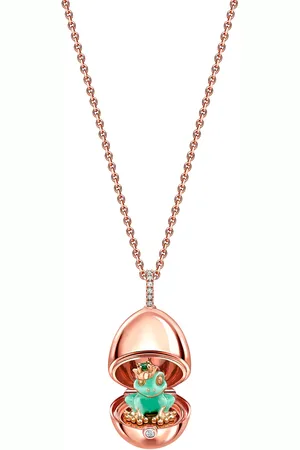 Faberge Essence 18ct Rose Gold Green Lacquer Frog Surprise Locket