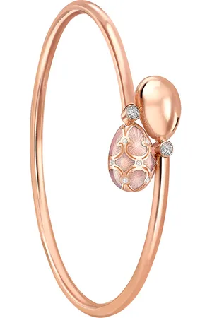 Faberge Heritage 18ct Rose Gold Diamond & Pink Enamel Crossover Bracelet