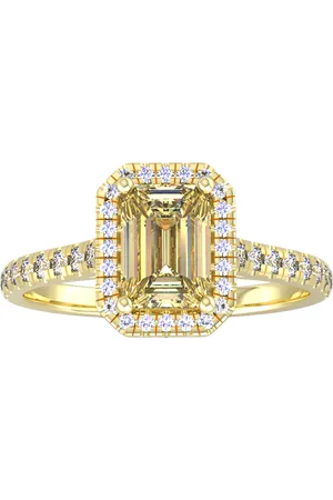 By Request 9ct Yellow Gold Citrine & Diamond Halo Ring with Diamond Shoulders - Ring Size A
