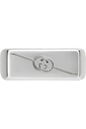 Gucci Tag Interlocking G Sterling Silver Ring - Ring Size N